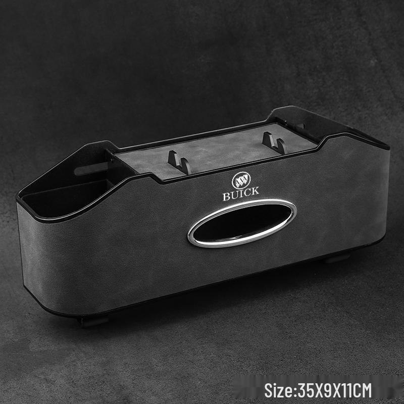 

Buick Suede 4-in-1 Non-Shaking Storage Box for Tissue & Backrest - Compatible with Verano, GL8, Envision, Regal, LaCrosse.