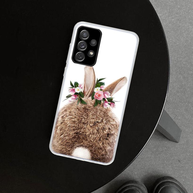 Cute Bunny Rabbit Phone Case Cover For Samsung Galaxy A12 A22 A32 A52 A72 A02S A51 A50S A31 A20S A10S Note 20 Ultra 10 Plus Gala