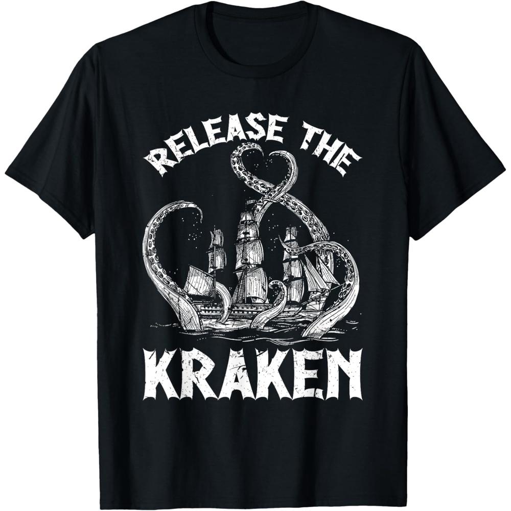 Release The Kraken Octopus Sea Creature T Shirt 3XL чёрный
