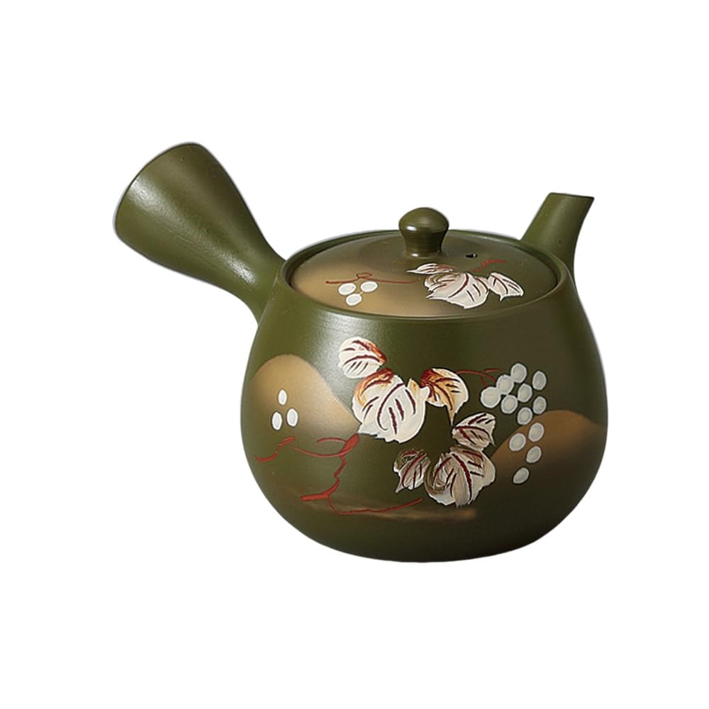 

Чайник из зеленой глины Але-нет с виноградной лозой (Sawayakaami) 16 x 13.5 x 9 см, 380 мл, Керамика, Керамика Токонаме, Сделано в Японии, Стильный