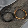 6mm Natural Stone Men Bracelets Charm Tiger Eye Black Beads Bracelet Braided Bangle Adjustable Charm Women Yoga Jewelry Pulseras