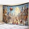 Christmas Tapestry Winter Snow Scene Wall Hanging, Holiday Decor for Bedroom Living Room, Cozy Festive Backdrop for Xmas