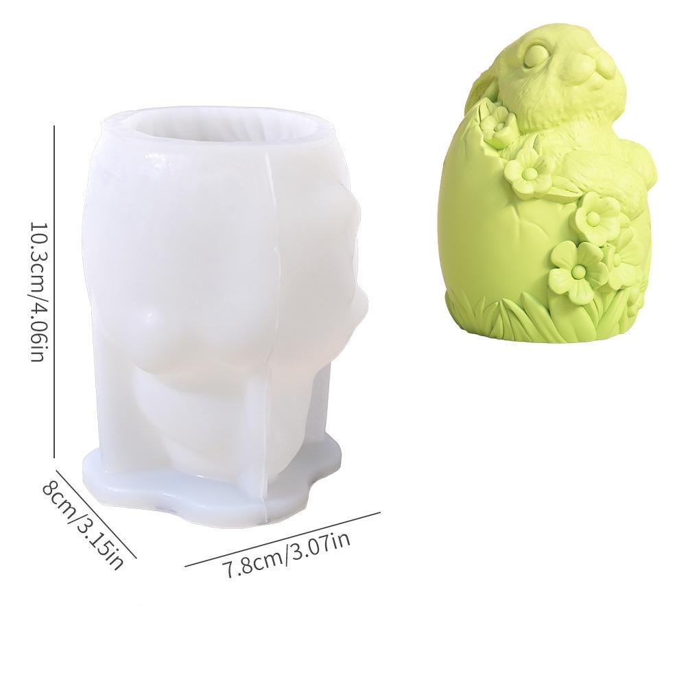3D Easter Bunny Egg Candle Silicone Mold Rabbit Resin Plaster Resin Ornaments Mould Home Decoration Gifts Candle Making Supplies