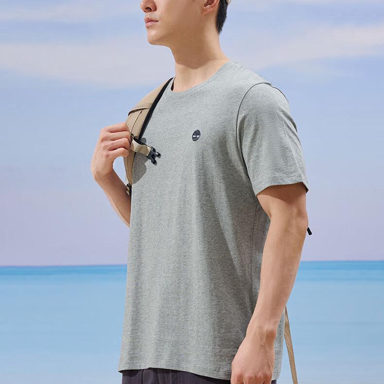 Timberland SS25 Soft Comfortable Breathable Outdoor Casual Crew Neck Short Sleeve T-Shirt Men T-Shirts Gray A6DKU-052