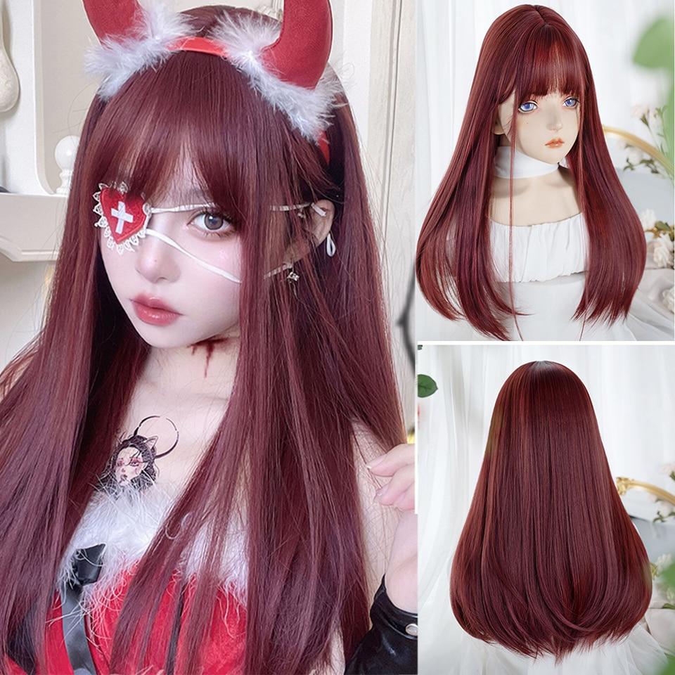 Dlouhá kudrnatá syntetická paruka se středovou ofinou tmavě hnědá paruka z přírodních kudrnatých vlasů ženská Cosplay paruka paruka z tepelně odolných vláken