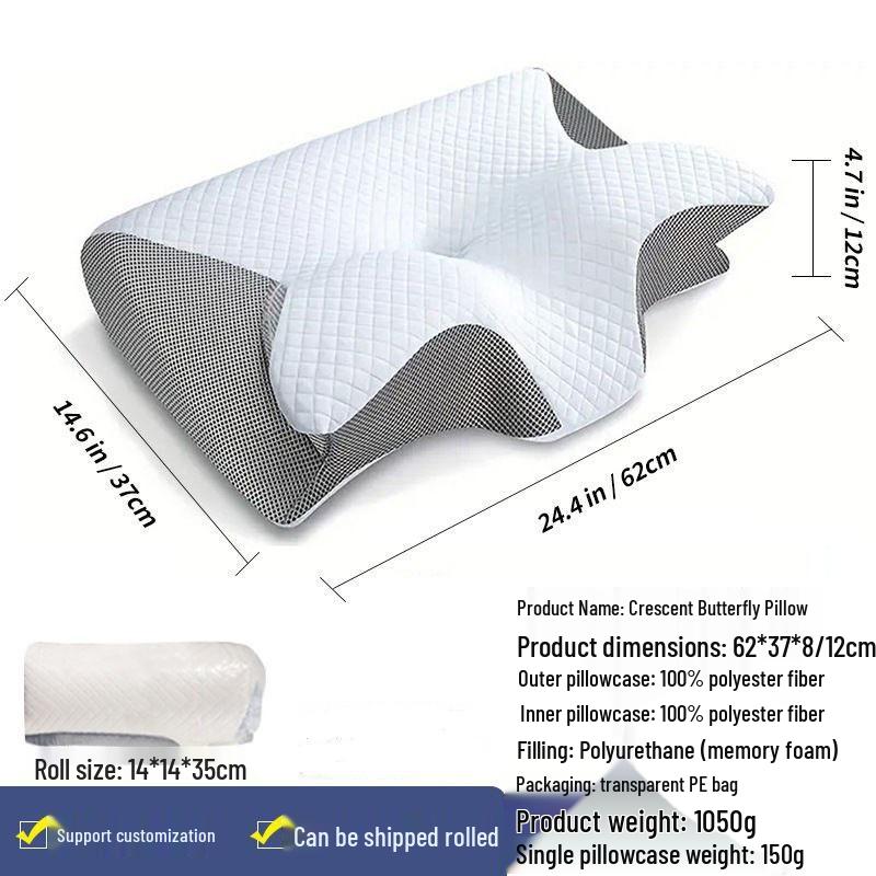 Cross-Border Butterfly Memory Foam Neck Support Pillow - Cervical & High-Profile Design with Slow-Rebound Feature