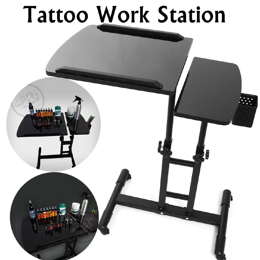 Black Adjustable Tattoo Work Desk Table Multifunctional Tattoo Tracing Drawing Tattooist Work Station Stand Portable 65-97cm