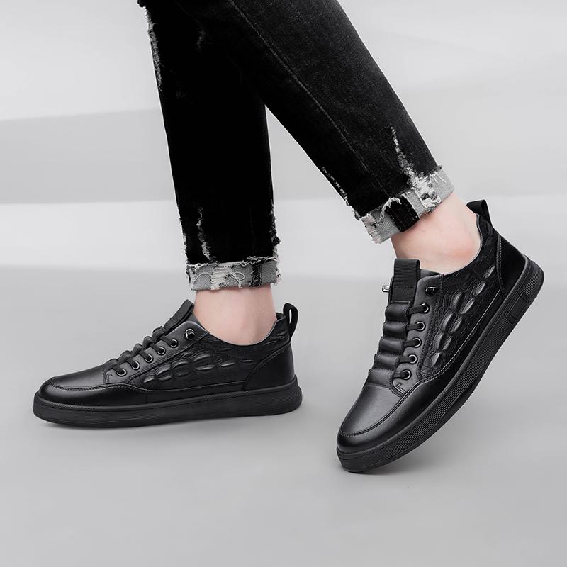 Fashion Genuine Leather Men's Board Shoes Comfortable Classic High-quality Styles Daily Business Party Office Black Adult Shoes H