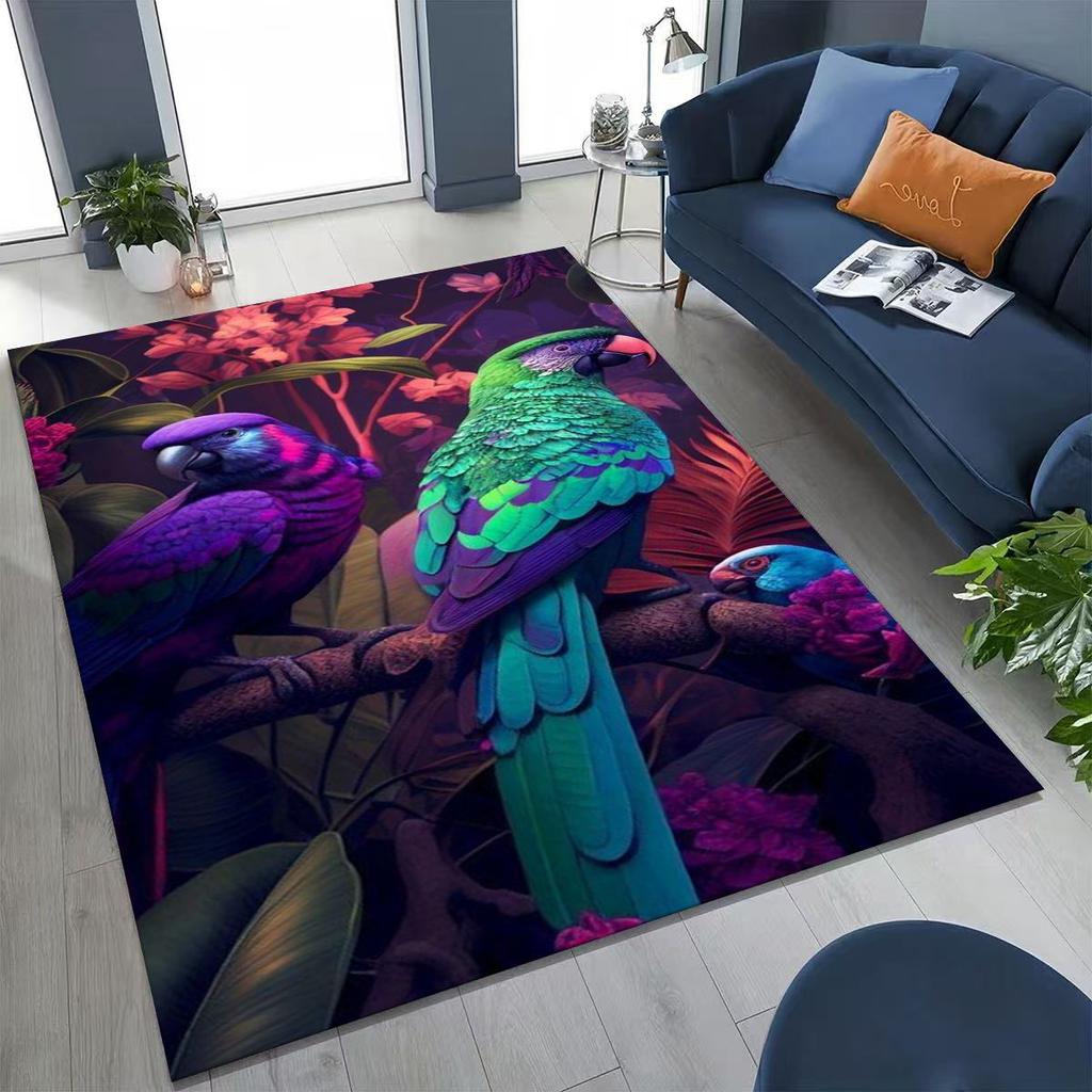 Colorful Tropical Parrot Macaw Natural Birds Art Rug for Bedroom Living Room Sofa Home Doormat Decor,Large Non-slip Floor Mat