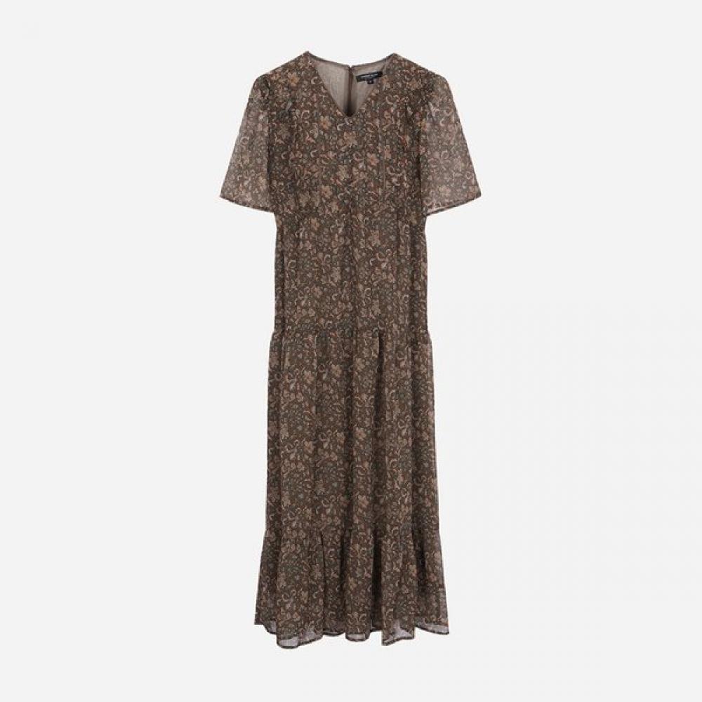 

Thursday Island Frill Point Pattern Dress T256mop157w brown (BR)/S