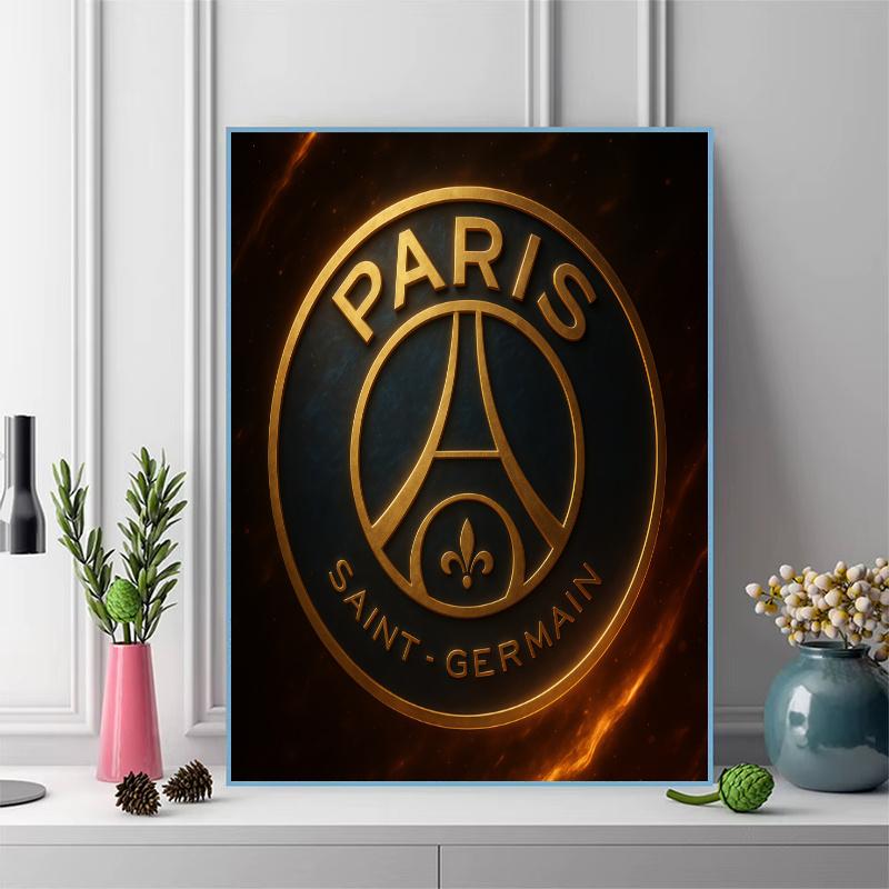 PSG logo Pattern 3pcs 100% Round Full Drill 5D DIY Diamond Painting Embroidery Cross Stitch Rhinestone Décor