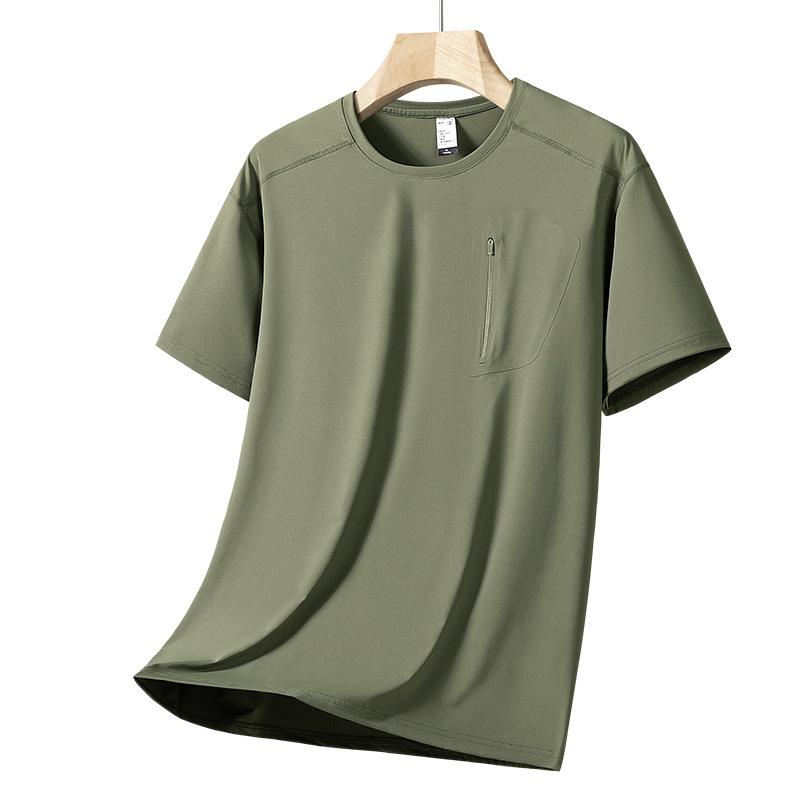 

Ice Silk Quick-drying Stretch Short-sleeved T-shirt Men s Outdoor T-shirt 2XL армия зеленый
