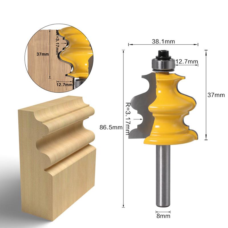 1PC Handrail Architectural Moulding Router Bit Woodworking Milling Cutter for Wood Bit Face Mill Tool - 6mm 1/4 8mm 1/2 12mm Shank