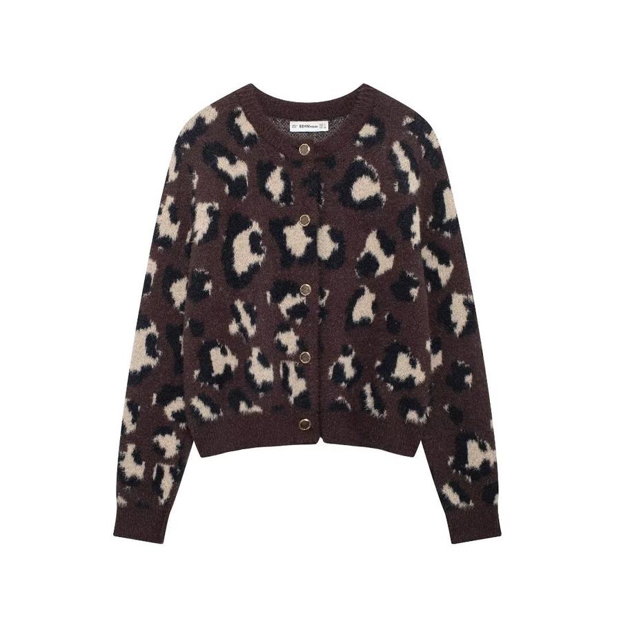 

Boastful Women s Round Neck Knit Sweater Outerwear, Loose Fit Cardigan Cami Top L темно-коричневого кольору