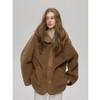 2026 A/W Women's Textured Lambswool Hooded Fur Coat