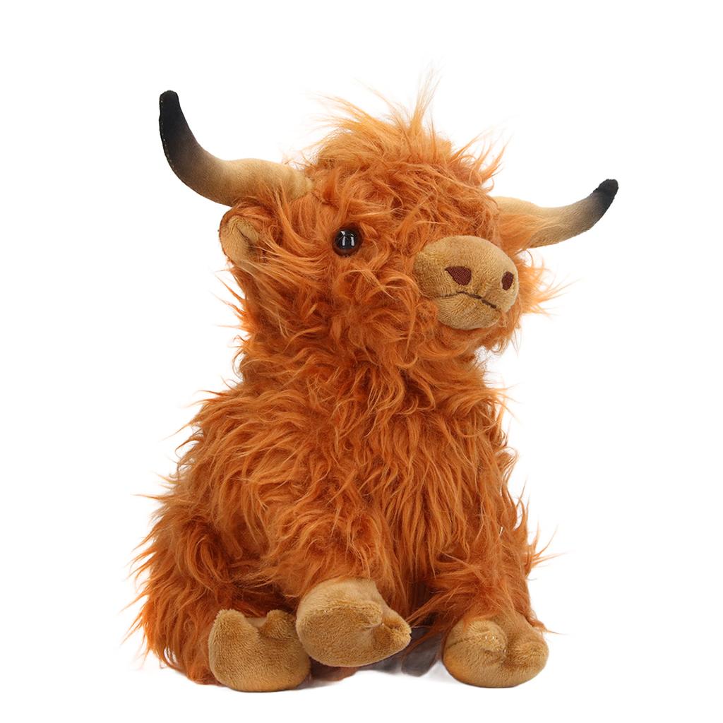 Simulation Highland Cow Plush Toy Lifelike Cute Soft Stuffed Animal Doll for Gifts Decoration 9.1in