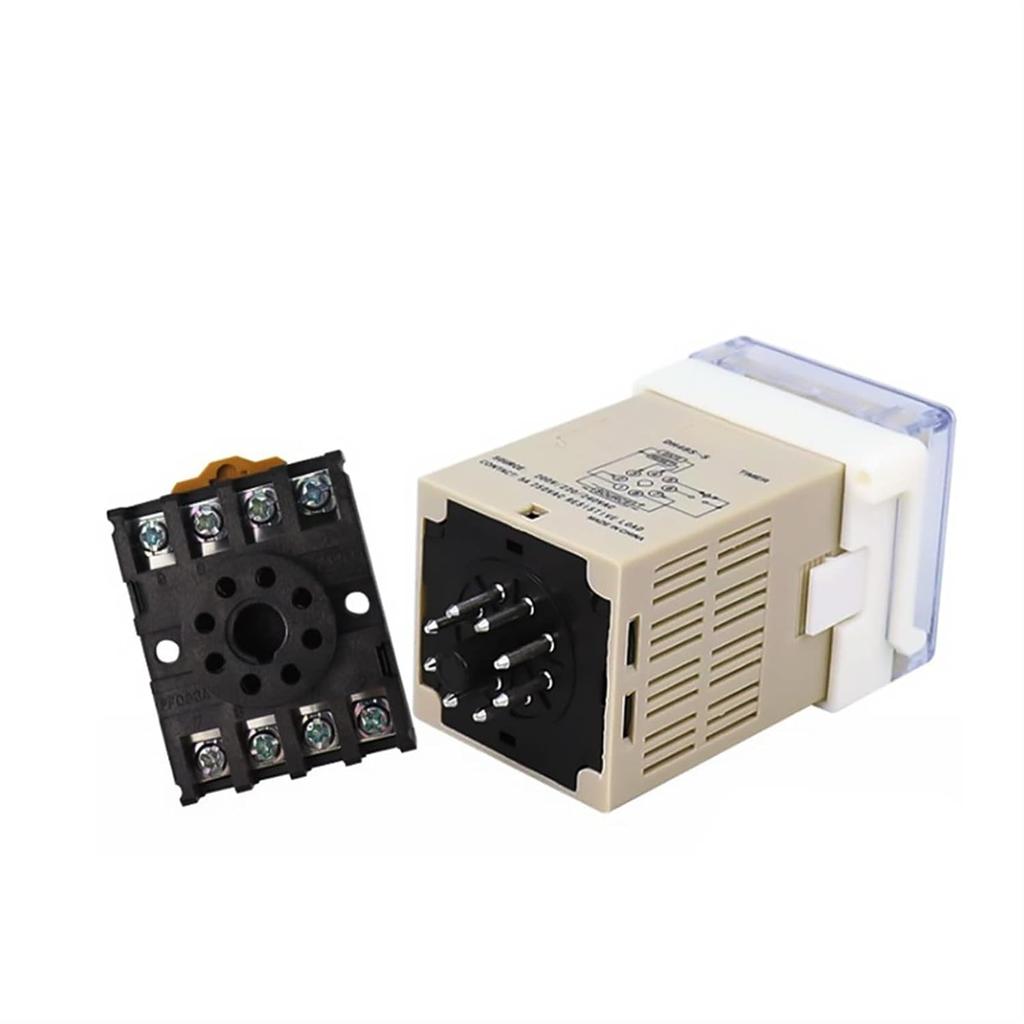 Time Relay DH48S-S 0.1S-99H Digital AC 110/220V DC 12/24V Repeat Cycle SPDT Programmable Timer Switch with Socket Din Rail(DC 12V)