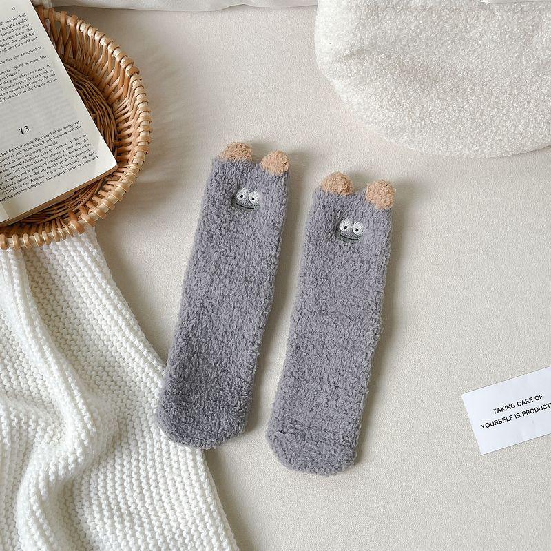 

Women s Coral Fleece Plush Warm Winter Sleep Socks - Cute Cartoon Over-The-Knee Floor Socks One Size