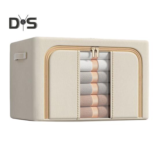 

Складная корзина для хранения, органайзер, большая вместимость, застежка-молния, водонепроницаемый органайзер для всякой всячины, корзина для грязного белья L бежевый