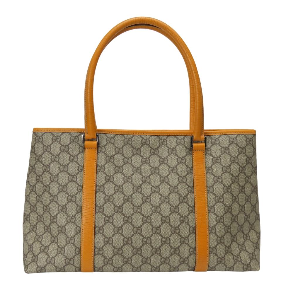 Used GUCCI Tote Bag 114595 GG Supreme Canvas/leather beige Orange