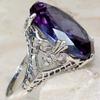 Purple Gem Zircon White Gold-Plated Ring - European American Trendy Girl Fashion Jewelry