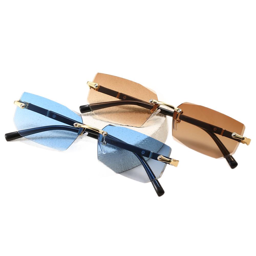 Frameless Square Women's Sunglasses - Trendy, Blue Light Blocking Glasses for Live Broadcasts