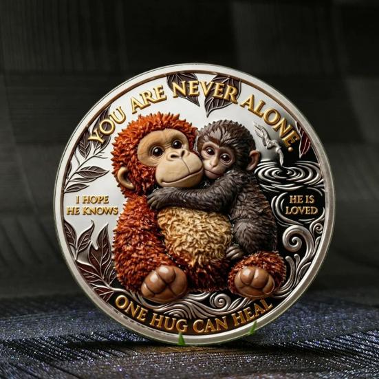 Emotional Support Coin Inspirational Monkey Challenge Pocket Coin Double?Sided Collectible Token for Friends Family Motivation Keepsake