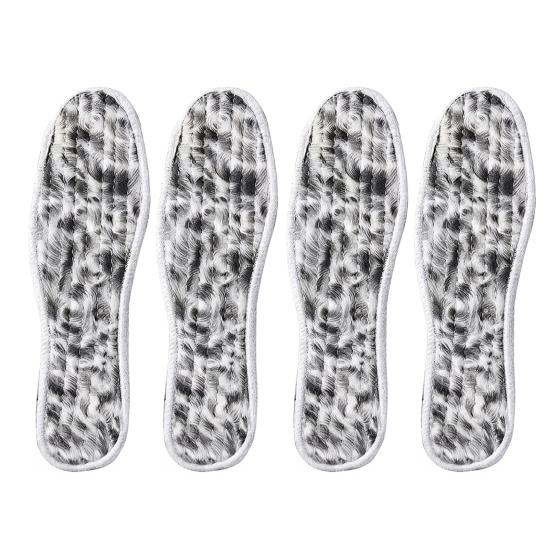 2 Pairs Winter Insoles Thick Fleece-Lined Warm Shoe Pads with Anti-Slip & Moisture-Wicking Comfortable Cushion for Boots Shoes