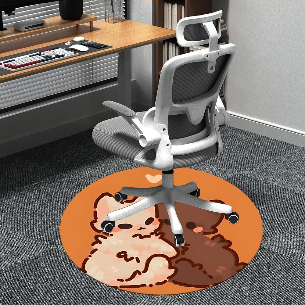 

1PC Kittens Purrfect Office Round Area Rug, Mat Suitable ForOffice, Under Office Chairs Bedroom Living Room Home Decor, Room Deco 80cm