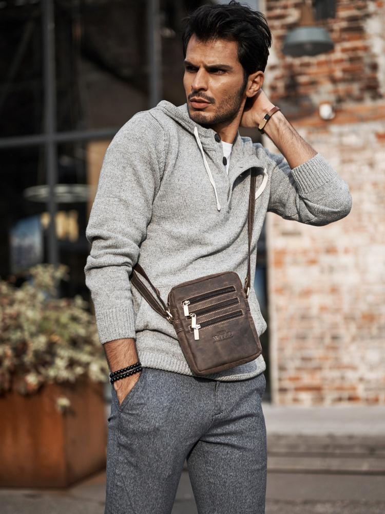 Men's Leather Shoulder Bag - Always Wild