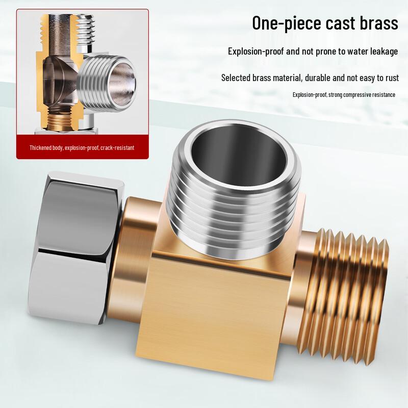 CVBAB Brass 1-in-2-out Toilet T-Adapter Diverter