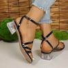 Fashion Transparent Chunky Heel Sandals for Women Summer 2025 Fashion Ankle Strap Dress Sandals Woman Comfort Square Toe Sandalias Mujer