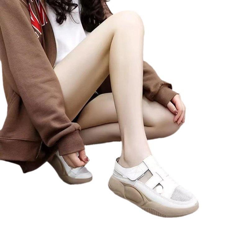 Thick-soled bag head sandals women's summer 2025 new Velcro mesh breathable sports hollow beach sandals women