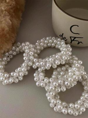 4 Women's Scrunchies Artificial Pearl Hair Accessories Decorative Elegant Hair Ornaments Fixed Hair Tie Hair Hair Easy To Use St
