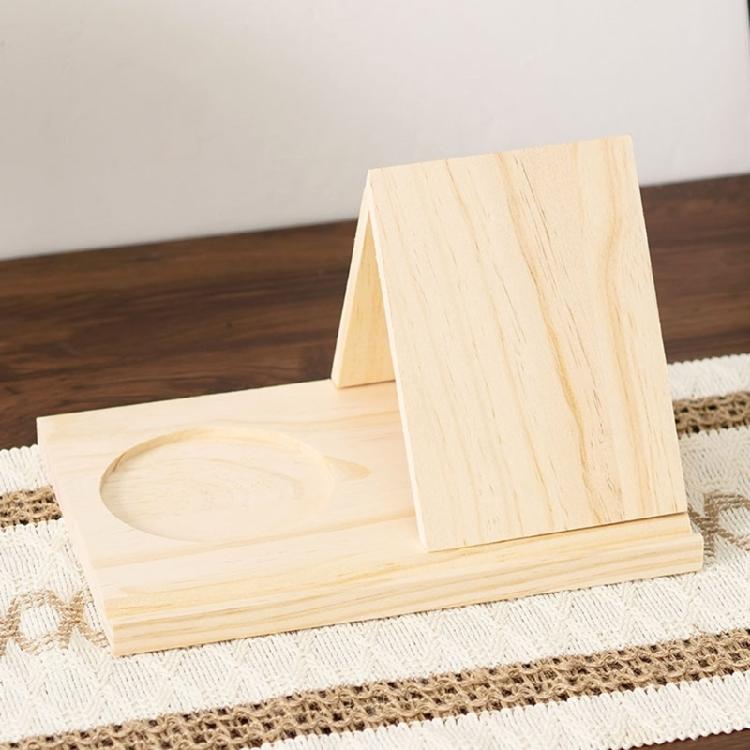 Geometrischer Holz-Buchständer mit Getränkeablage Multifunktionaler dreieckiger Holz-Leseständer für Buchliebhaber Sammler