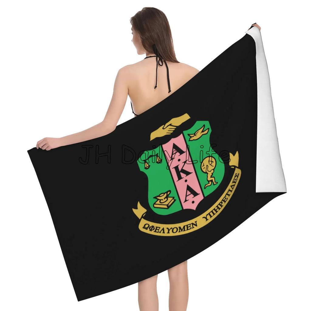 AKA Sorority Gifts for Women Girls 1908 Pink Green Inspired Positive Beach Towel Absorbent Bath Towel for Travel Swimming Sports