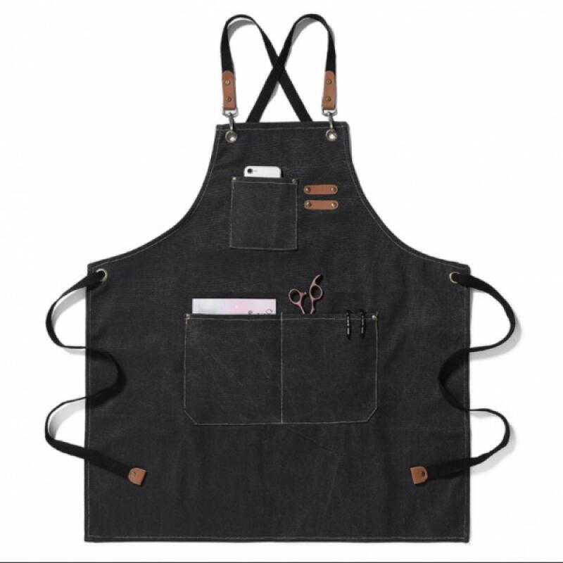 Canvas Apron Canvas Apron Cafe Workshop Kitchen Milk chocolate