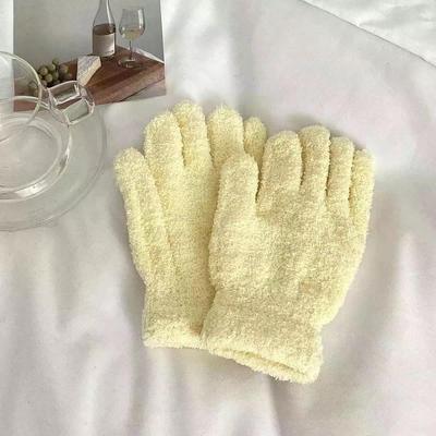 Guanti invernali in peluche spesso - Caldo pile corallo, colore caramella, design a cinque dita per studenti, ciclismo, uso in ufficio
