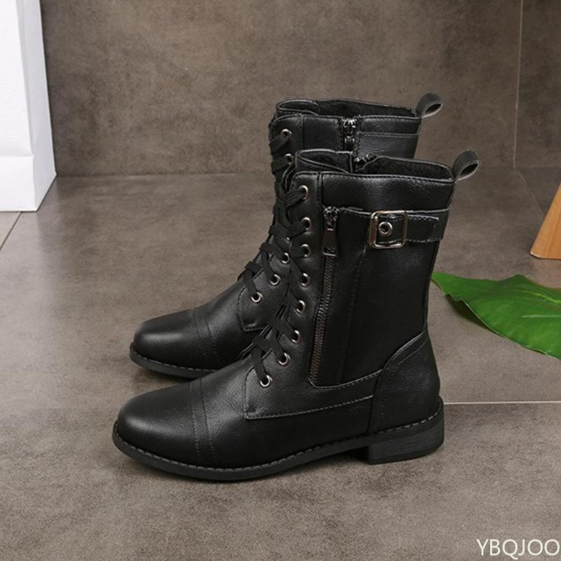 New lace up women's plus size simple comfortable short boots for spring autumn daily casual non slip women's shoes