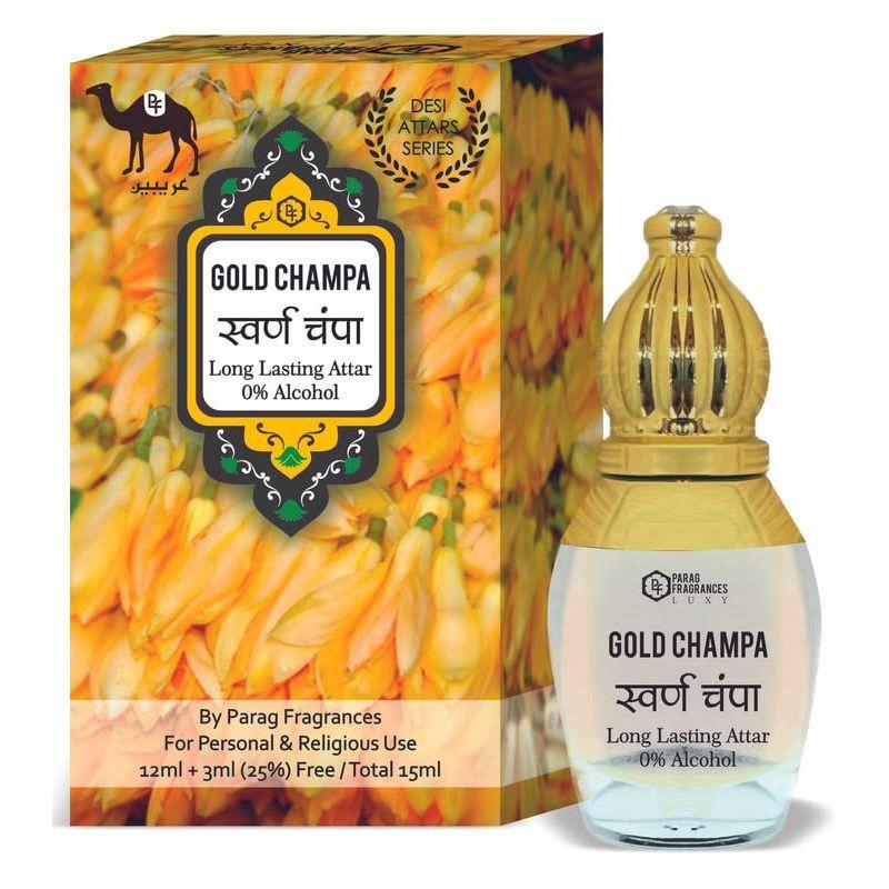 Parag Fragrances Desi Attar Series 12ml + 3ml Free / 15ml (Natural & Long Lasting Fragrance) Alcohol Free Attar/Itra For Personal & Religious Us