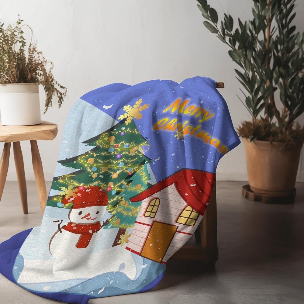 Tuniu Christmas Snowman Plush Blanket Soft Cozy Sofa Bed Throw Blanket Gift 75X95CM