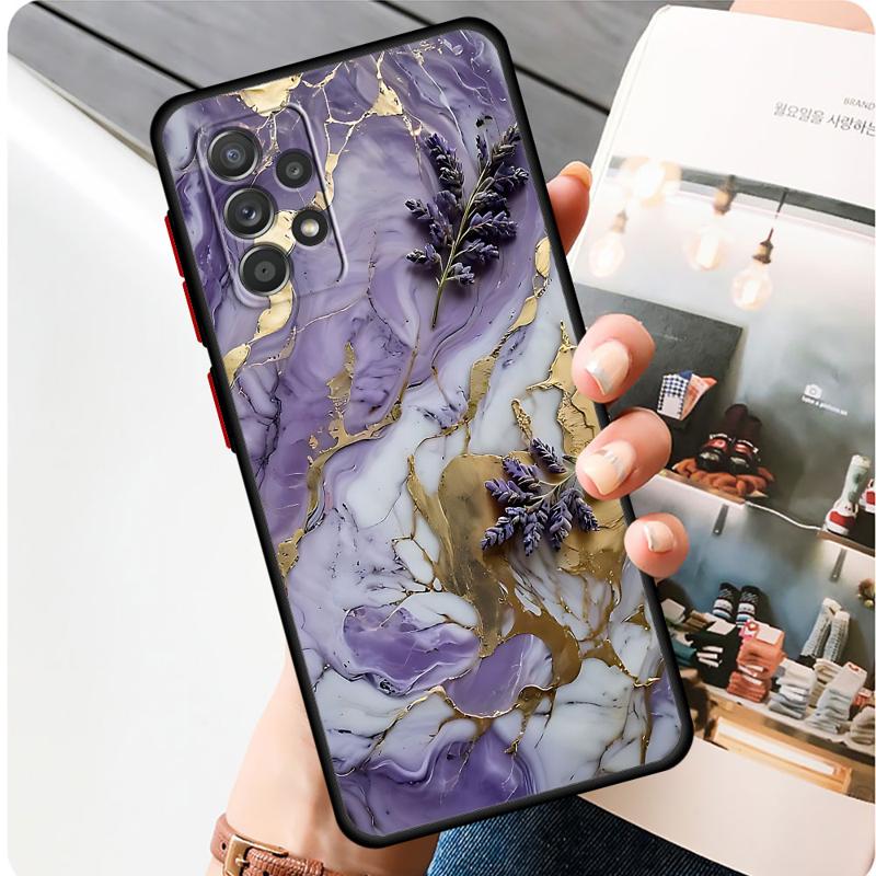 Flower Marble Phone Case for Samsung Galaxy A55 A54 A53 A52 A51 A13 A12 A35 A34 A33 A32 A71 A23 A21s Matte