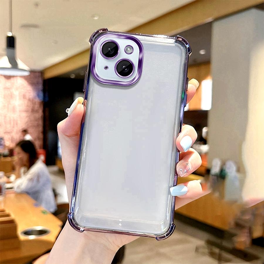 Airbag Shookproof Lens Case For Apple iPhone 16 15 14 13 12 11 Pro Max Plus Mini 16E X XS XR Plating Silicone Back Clear Cover
