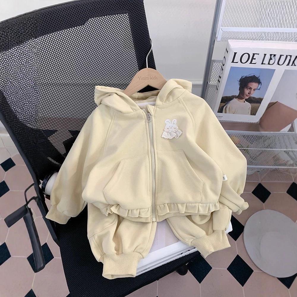 Spring 2025 Girls' Fashion Set: Toddler Sweatshirt, Jacket & Pants for Spring/Autumn