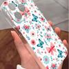 Blue Butterfly Flower Cluster Anti-Fall Transparent Case for iPhone 14/15/16/17 Pro Max Series