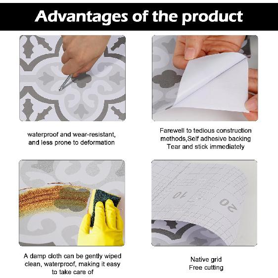 14 Strips Stair Riser Stickers, 39'' x 7'' Peel and Stick Vinyl Stair Stickers Decals, Self Adhesive Staircase Murals Decor for Steps (Moroccan)