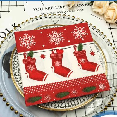 20pcs/Pac 33*33cm 2-Ply Disposable Party Napkin Christmas Pattern