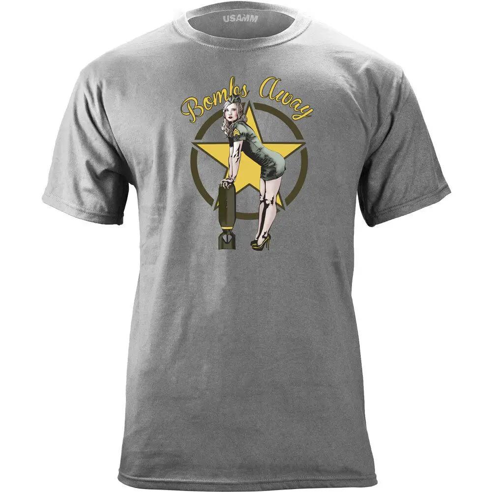 Bombs Away Vintage Bomber Squadron Pin Up Graphic Printed TShirt Summer Cotton Short Sleeve ONeck Mens T Shirt New S3XL S