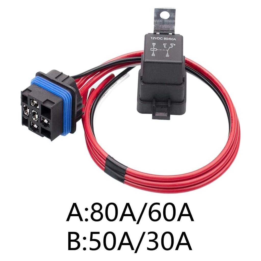 High Power 5 Pin Relay Socket Harness Kit Waterproof for Automotive Marine Car Fan Truck Boat 12V 80A 60A