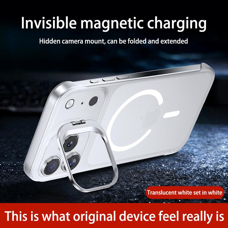 

Clear Frameless Magnetic Case For iPhone 17 Air 16 15 14 Pro Max For Magsafe Lens Stand Holder Transparent Soft PC Back Cover iPhone 14
